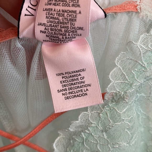 NWOT Victoria’s Secret unlined lingerie top M mint, coral - Picture 8 of 9